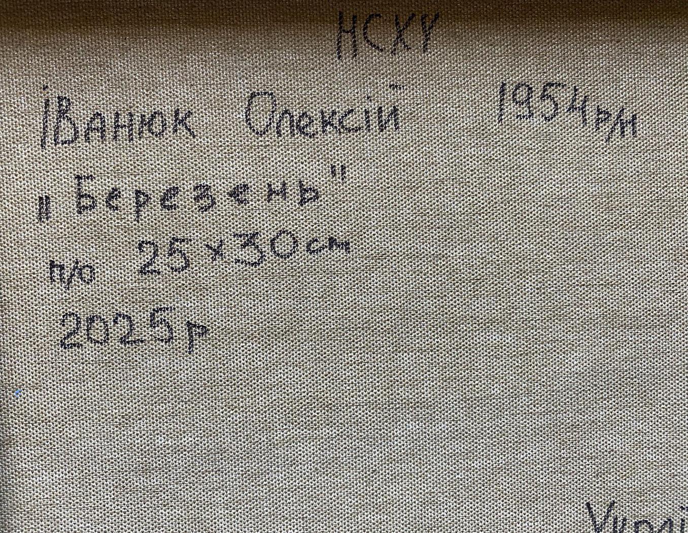 Back of Oleksiy Ivanyuk oil painting House on a March day label