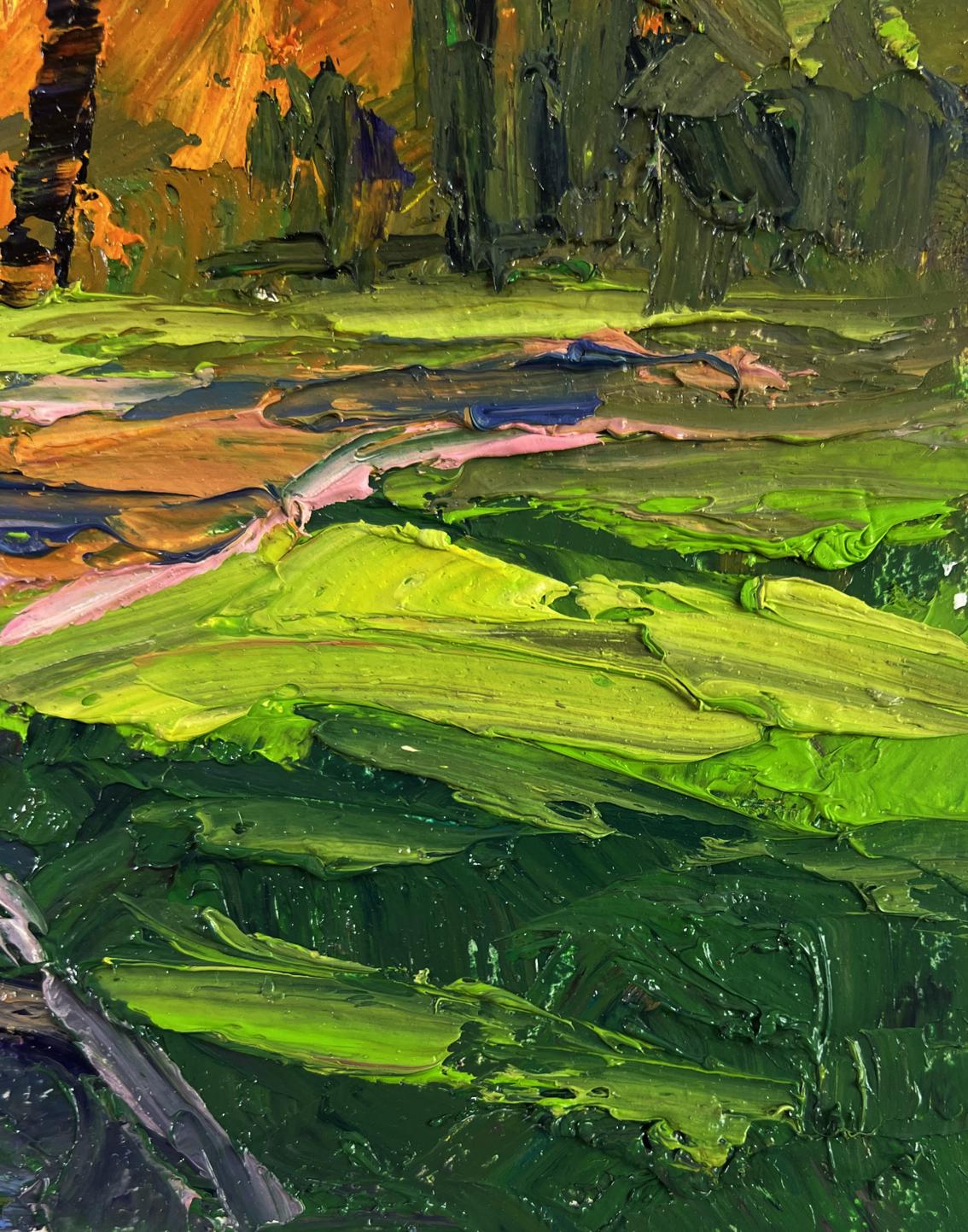 Vibrant impressionist oil painting Leaves whisper beneath your feet by Boris Serdyuk