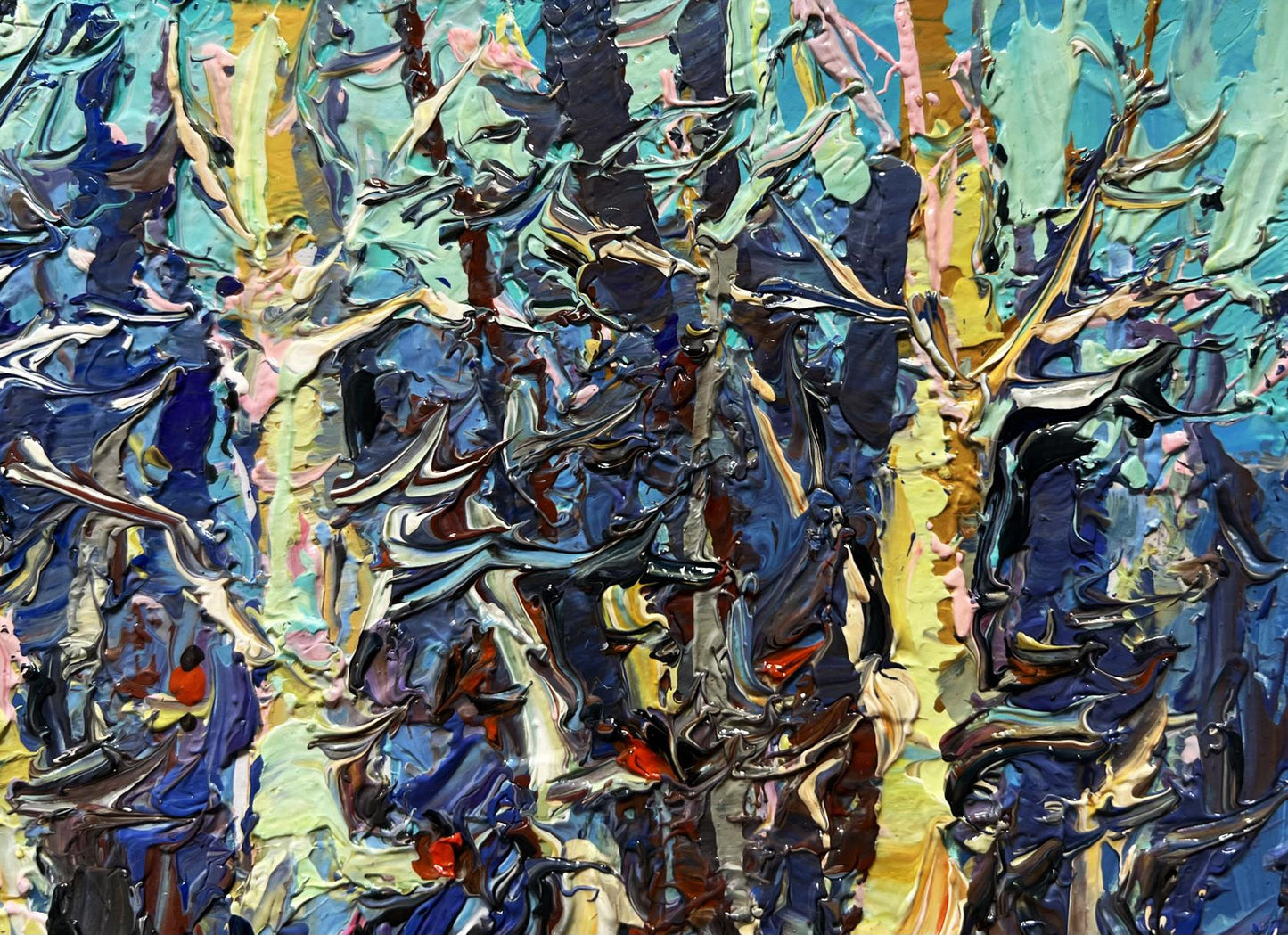 Vibrant At the edge of the forest oil painting by Oksana Ivanyuk