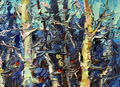 Vibrant At the edge of the forest oil painting by Oksana Ivanyuk