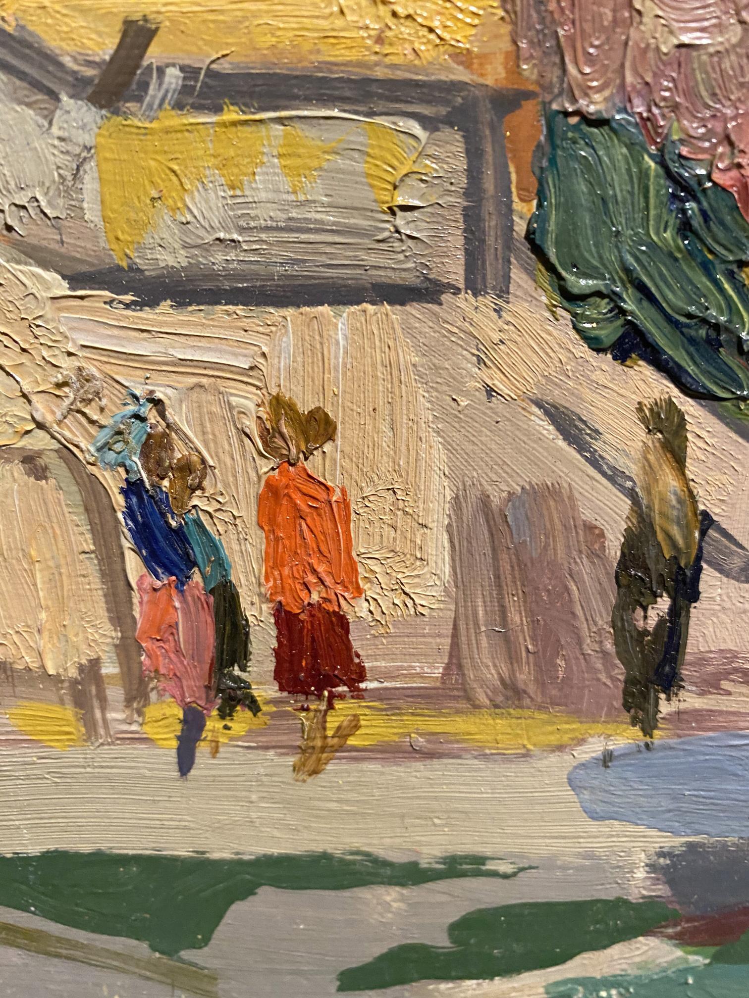 Oil painting by Mikhail Kobylenkov from Kherson Museum, vibrant figures on path