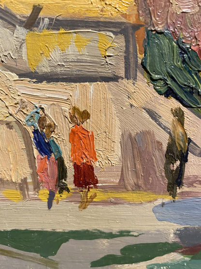 Oil painting by Mikhail Kobylenkov from Kherson Museum, vibrant figures on path