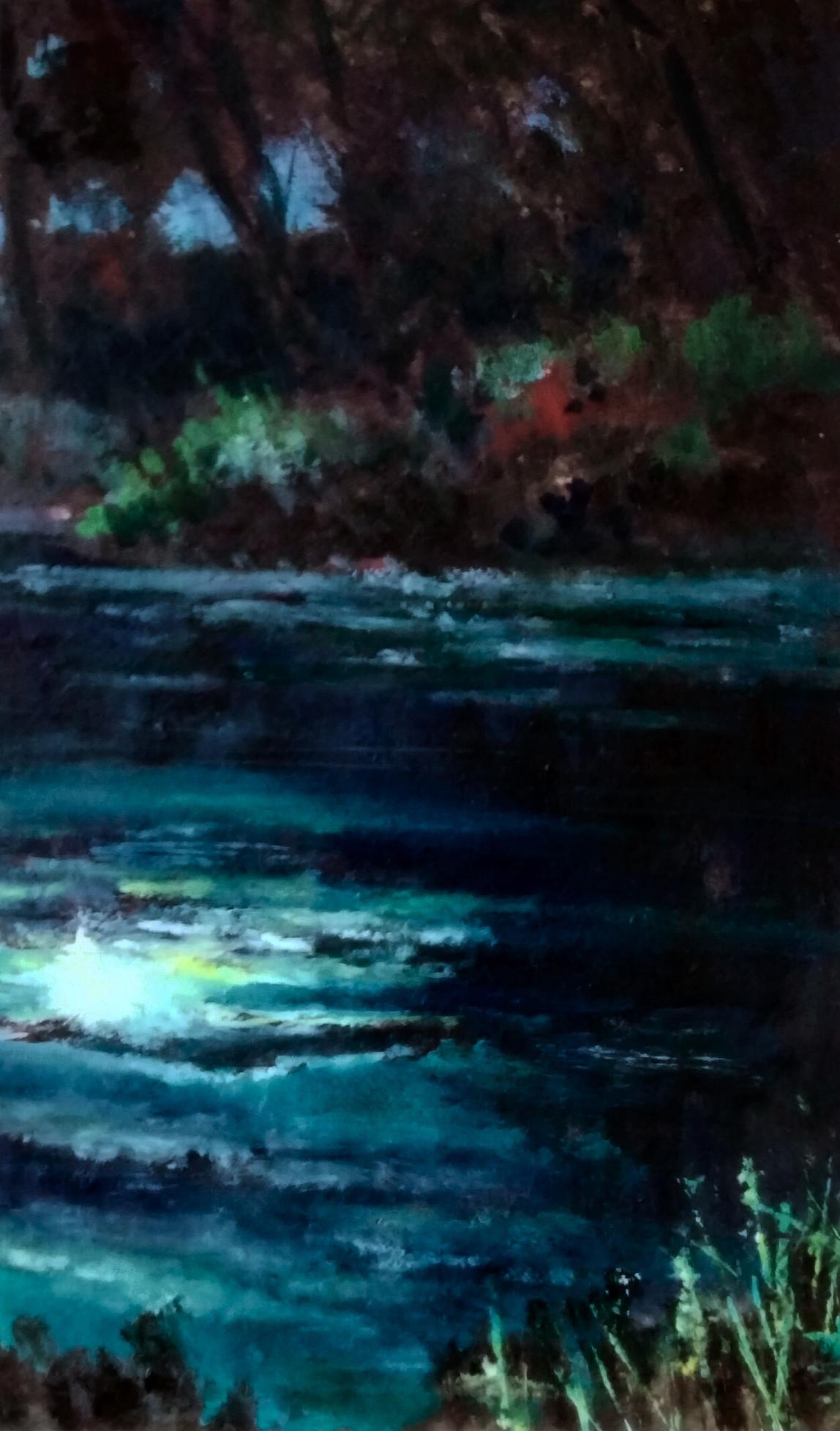 Serene impressionistic oil painting Silence is deeper than darkness by Vitaly Duhnevich