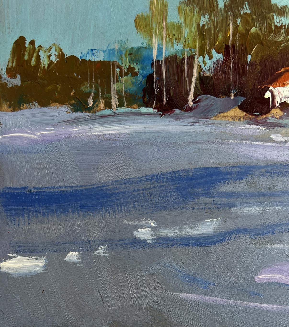 Textured impressionist oil painting Winter calm in the village by Yuriy Suprunchuk