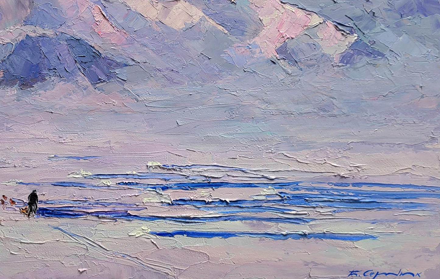 Oil painting Breath of the North Wind by Boris Serdyuk: impressionist mountain landscape