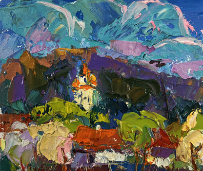 Vibrant impressionist oil painting Quiet fields under the open sky by Oksana Ivanyuk