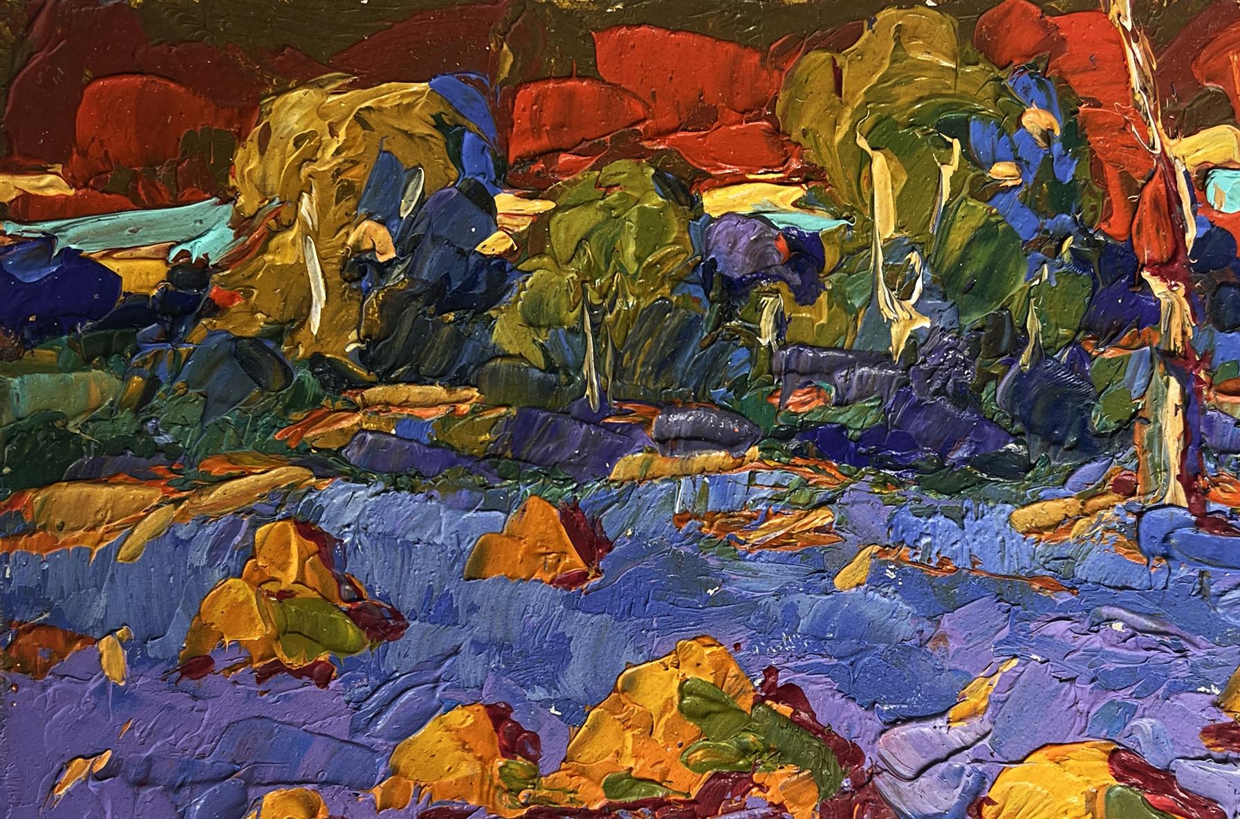 Vibrant impressionist oil painting Warm crimson evening by Oleksiy Ivanyuk
