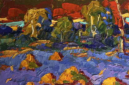 Vibrant impressionist oil painting Warm crimson evening by Oleksiy Ivanyuk