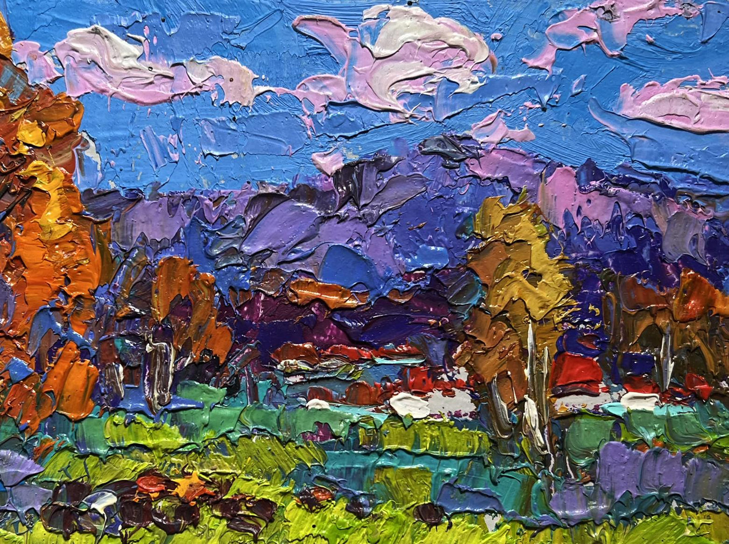 Vibrant impressionist oil painting Early in the morning in the field by Oleksiy Ivanyuk