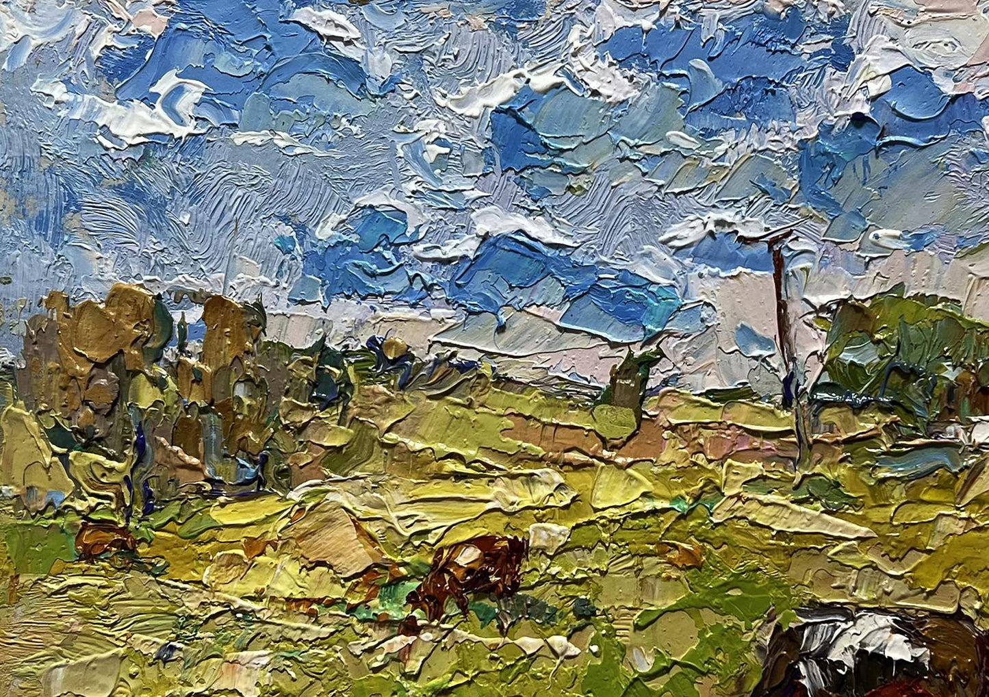 Oil painting On a hot day in the field by Oksana Ivanyuk, impressionist pastoral landscape