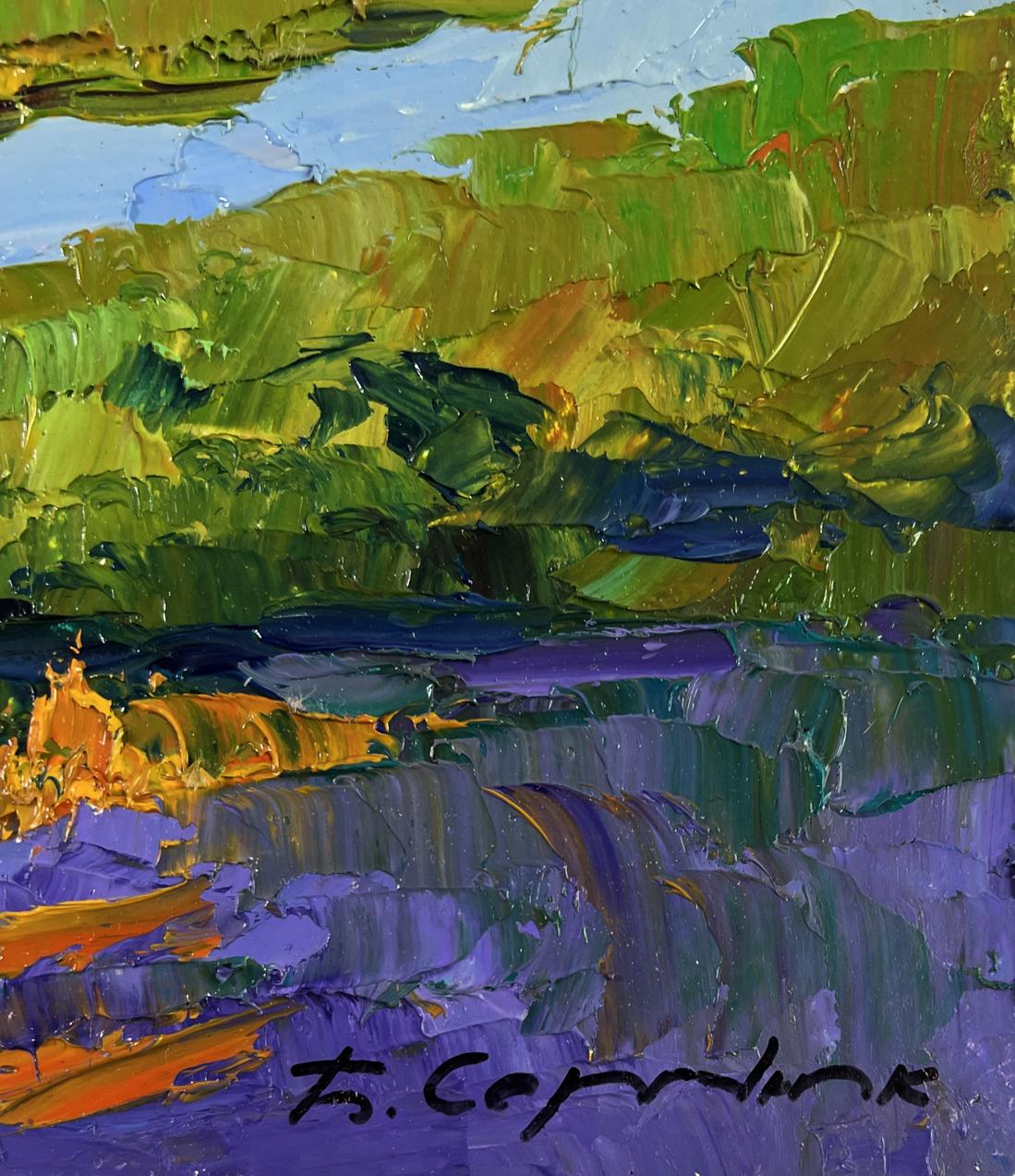Vibrant impressionist oil painting Fishing on the Lakes by Boris Serdyuk