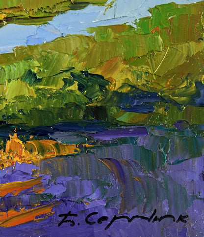Vibrant impressionist oil painting Fishing on the Lakes by Boris Serdyuk