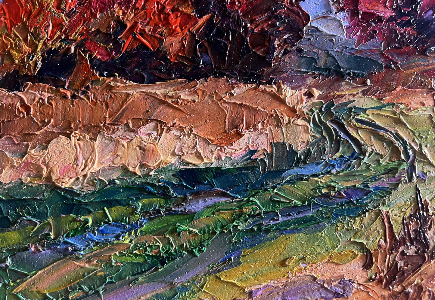 Oil painting Crimson autumn in the forest by Boris Serdyuk