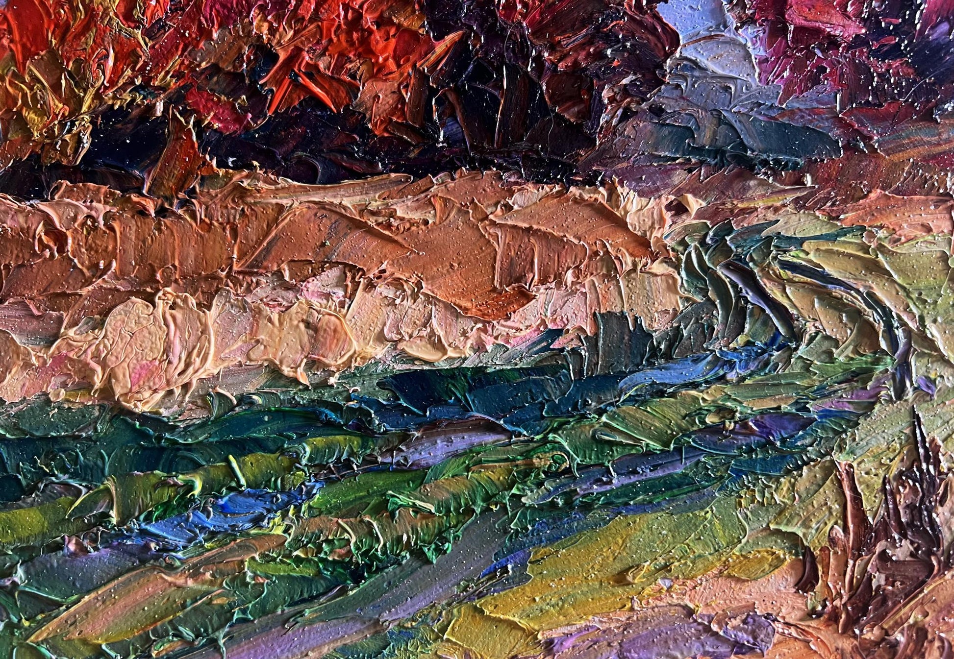 Oil painting Crimson autumn in the forest by Boris Serdyuk