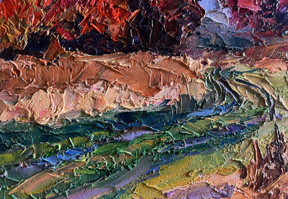 Oil painting Crimson autumn in the forest by Boris Serdyuk