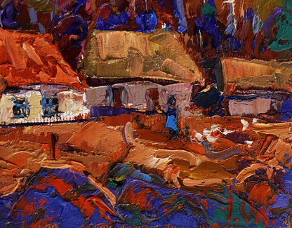 Vibrant impressionistic oil painting Autumn night in the village by Oleksiy Ivanyuk