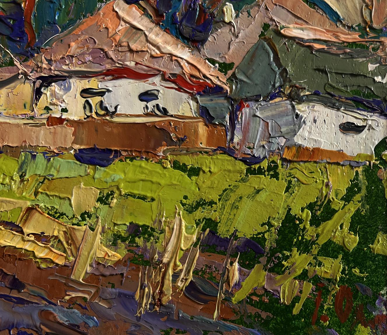 Vibrant impressionist oil painting On the edge of the village by Oleksiy Ivanyuk