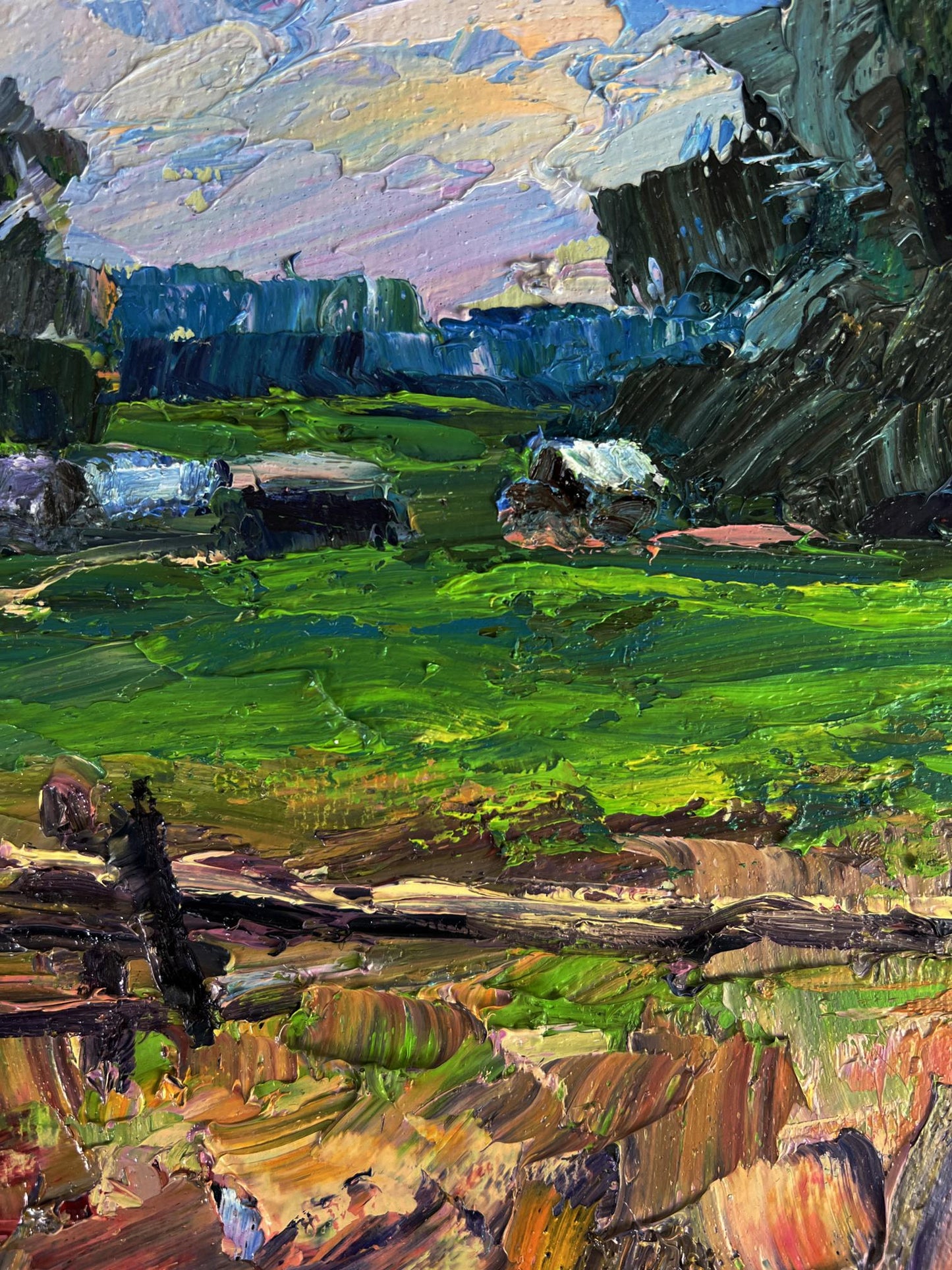 Vibrant impressionist oil painting The edge of the village by Boris Serdyuk