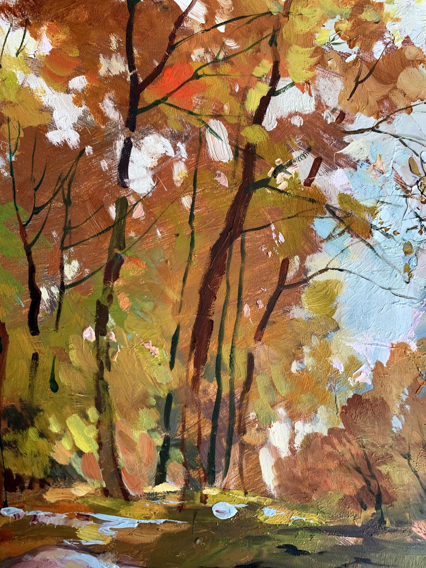 Autumn forest oil painting Fallen leaves by Yuriy Suprunchuk