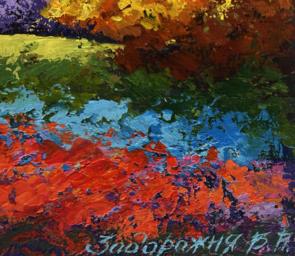 Vibrant impasto oil painting The last days of warm evenings by V. Zadorozhnya