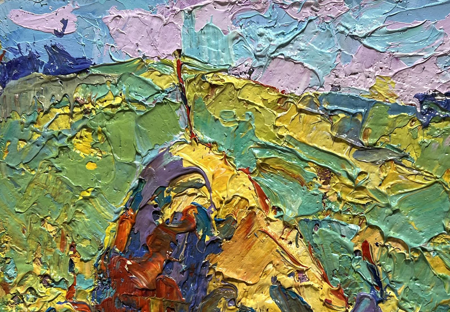 Vibrant impressionist oil painting Flowering meadows by Oksana Ivanyuk