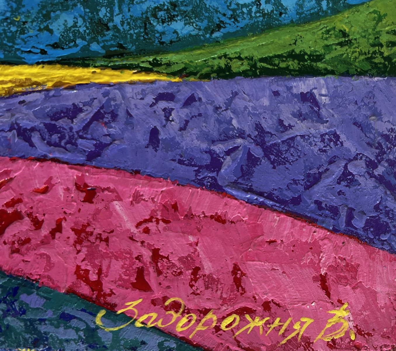 Vibrant Warm Sunset Evening oil painting by V. Zadorozhnya with impasto strokes