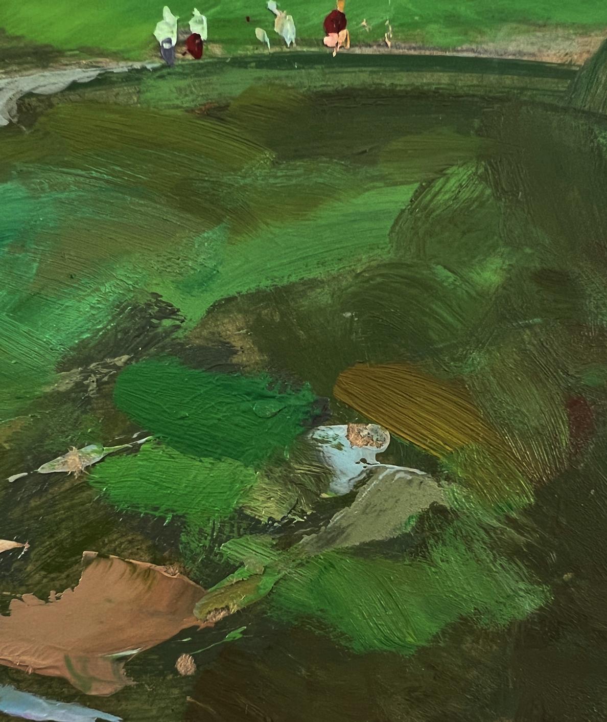 Oil painting of ancient city monastery by Yuriy Suprunchuk in green earth tones