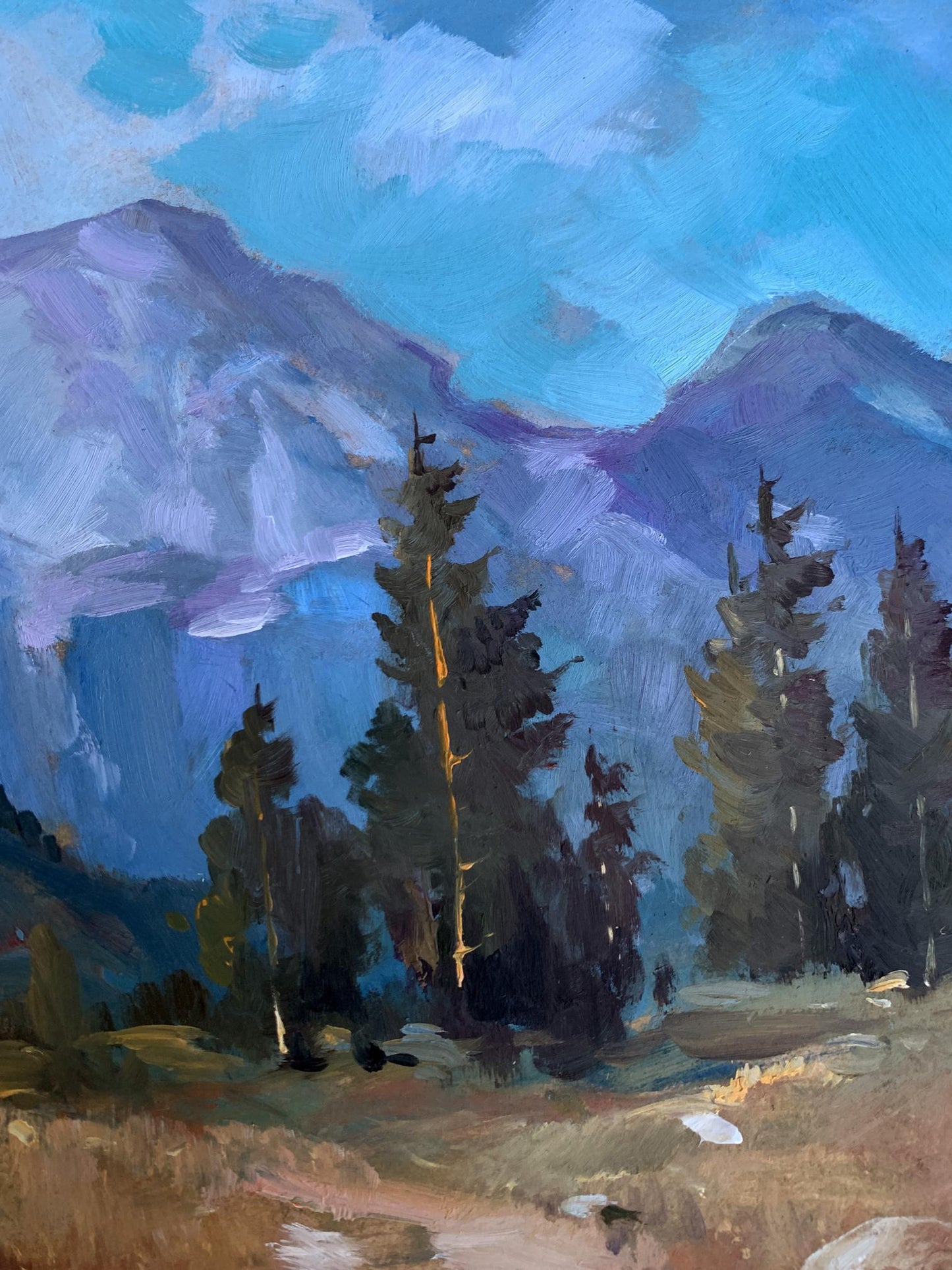 Oil painting The road leading to the mountains by Yuriy Suprunchuk