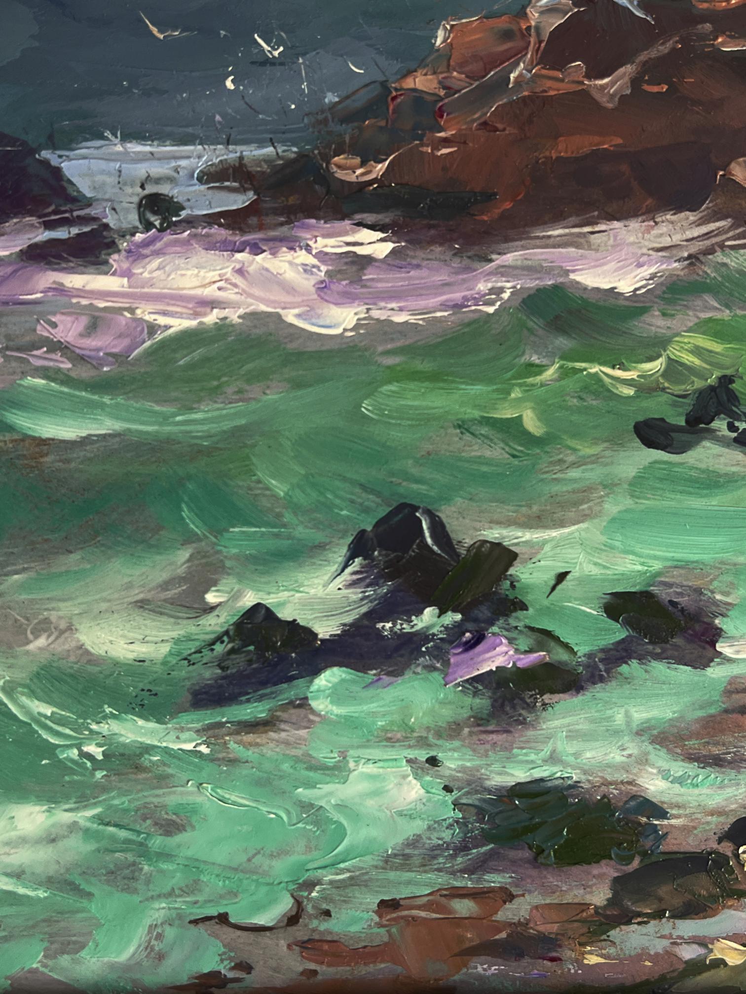 Vibrant impressionist oil painting Waves at the seashore by Yuriy Suprunchuk