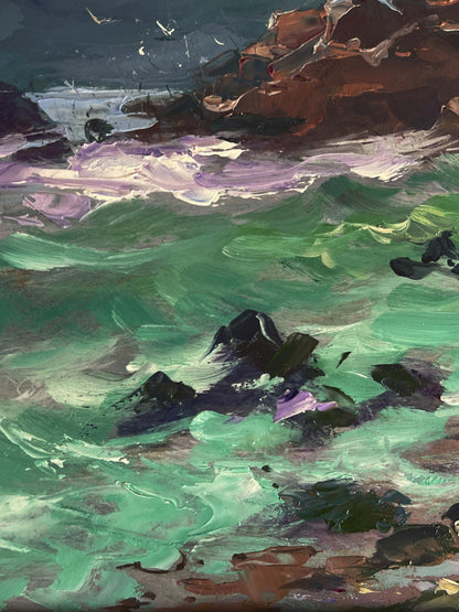 Vibrant impressionist oil painting Waves at the seashore by Yuriy Suprunchuk
