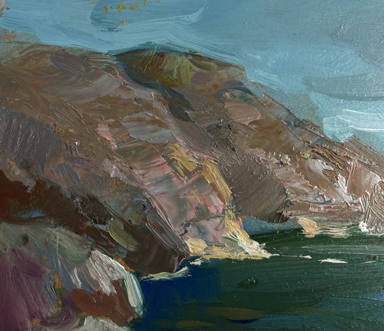 Oil painting Sea Breeze on the Shore by Yuriy Suprunchuk cliffside scene