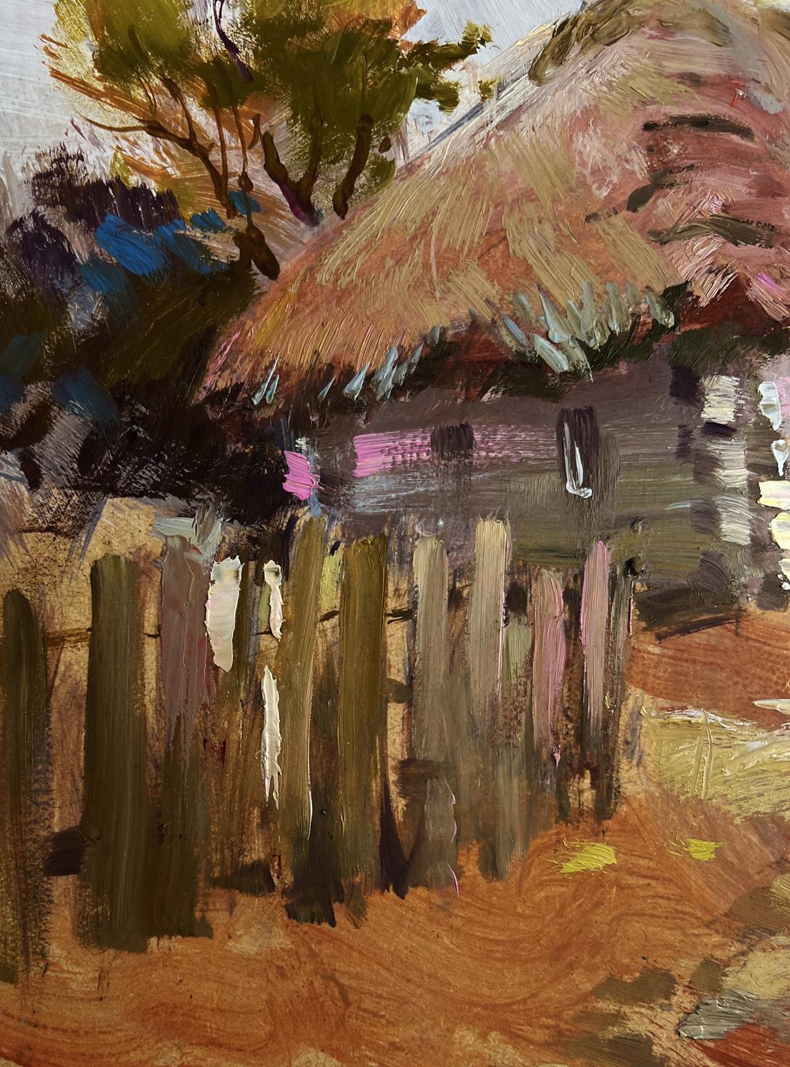 Rustic thatched-roof house by Yuriy Suprunchuk oil painting