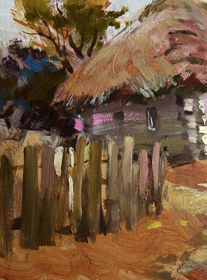 Rustic thatched-roof house by Yuriy Suprunchuk oil painting