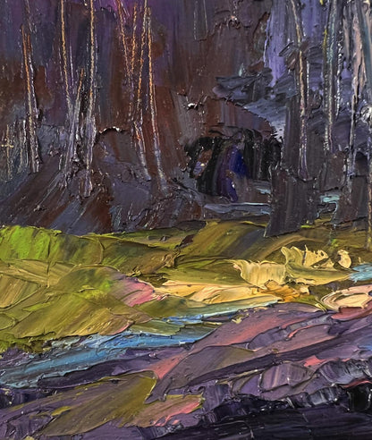 Oil painting The road to the forest by Boris Serdyuk, textured forest scene