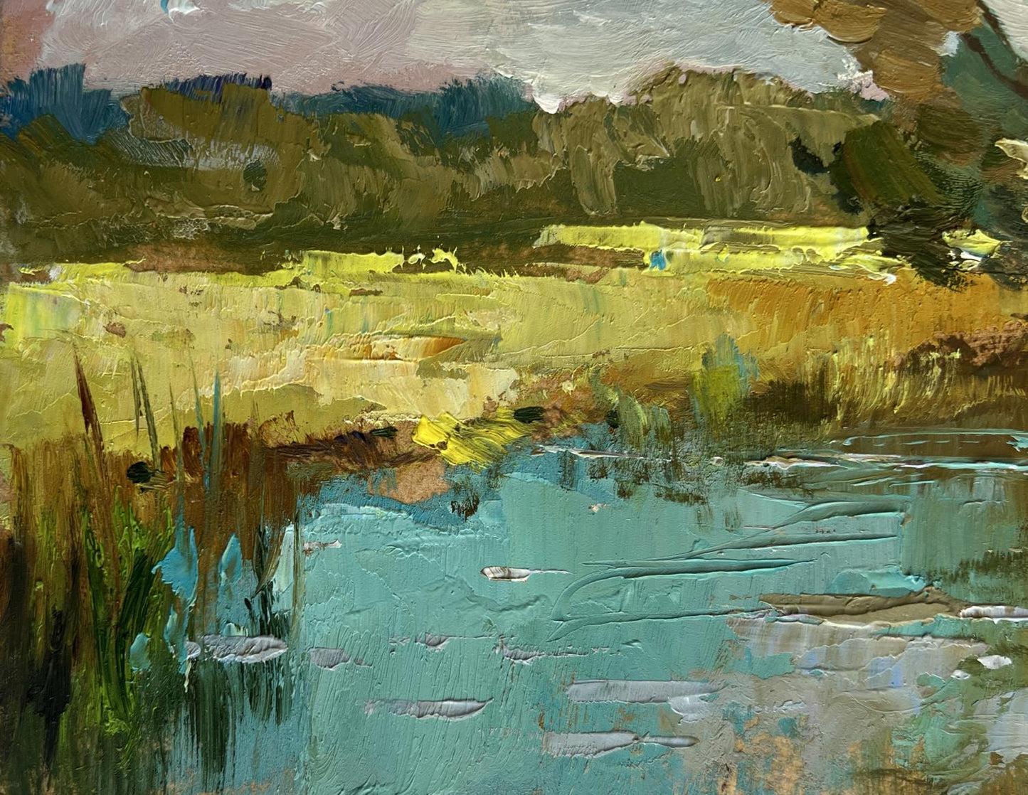 Impressionistic oil painting River along the Willow by Yuriy Suprunchuk