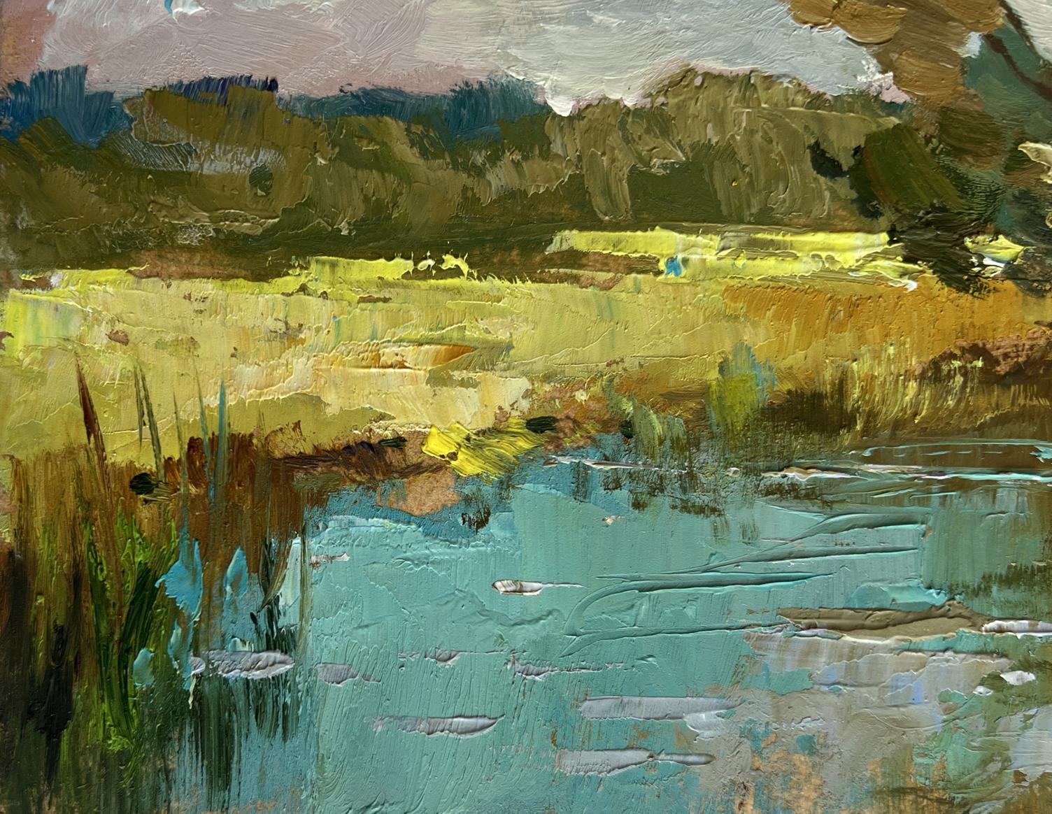 Impressionistic oil painting River along the Willow by Yuriy Suprunchuk