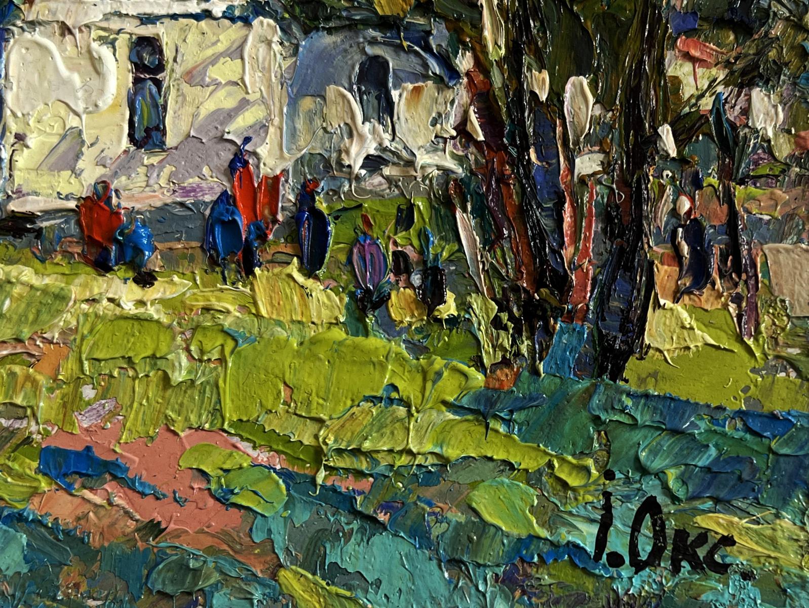 Vibrant impressionist oil painting Hike to the Monastery by Oksana Ivanyuk