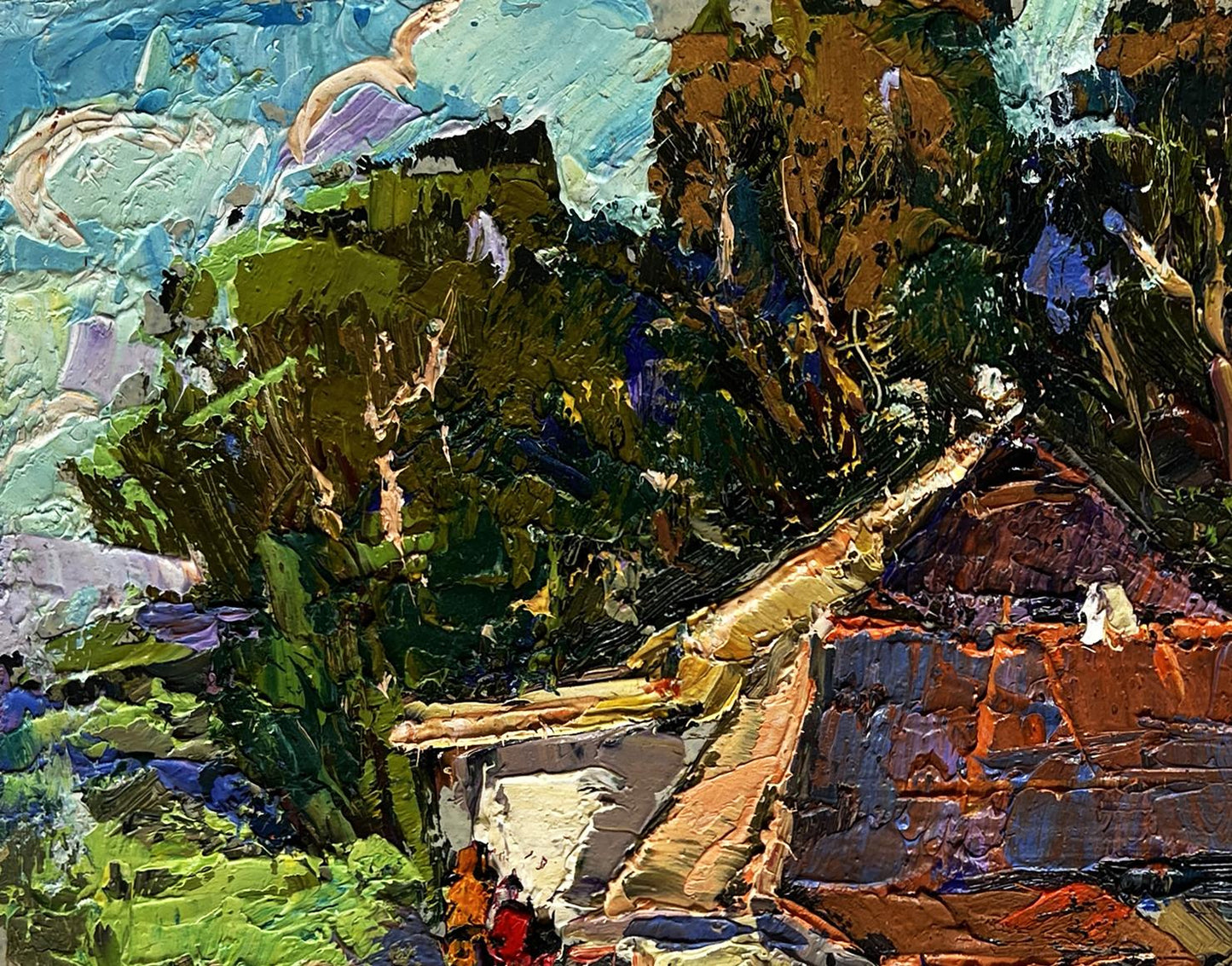 Impasto oil painting The Beginning of Autumn Days by Oksana Ivanyuk