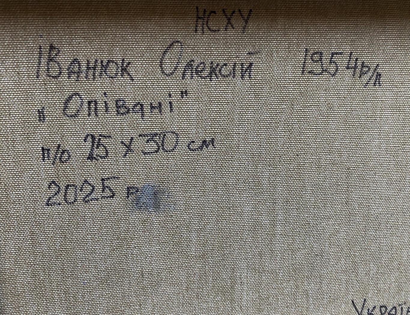 Gray textured fabric back with Oleksiy Ivanyuk Returning home in the evening print