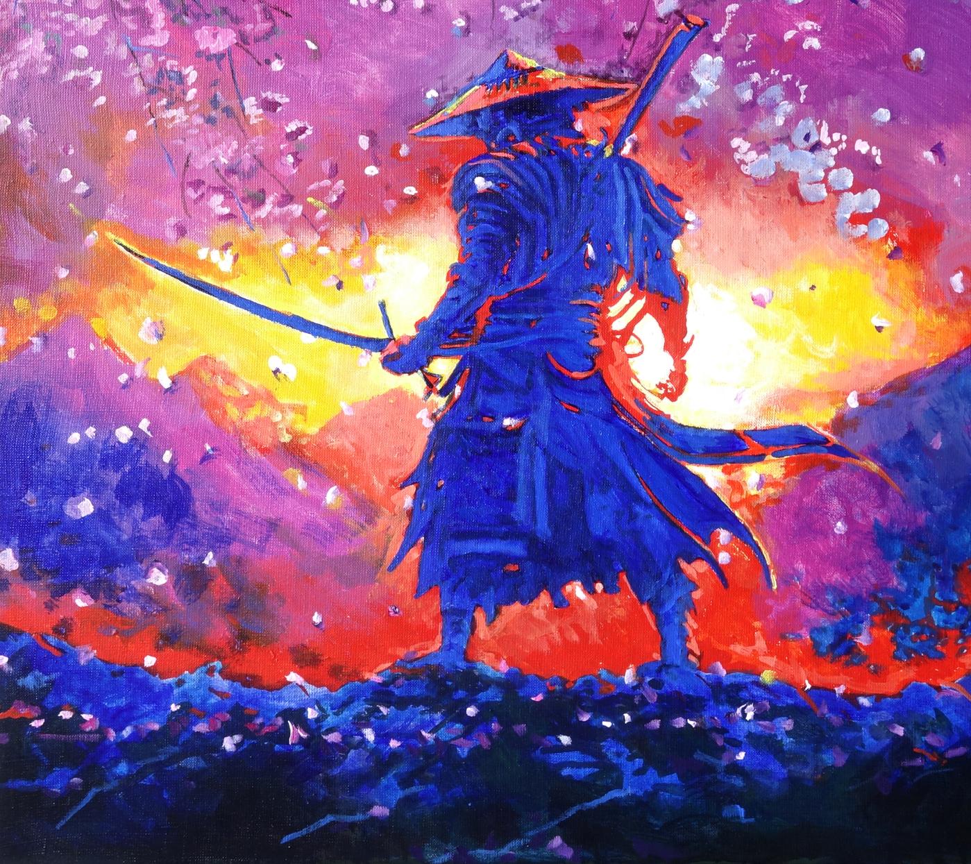 Oil painting Samurai Spring Anatoly Varvarov