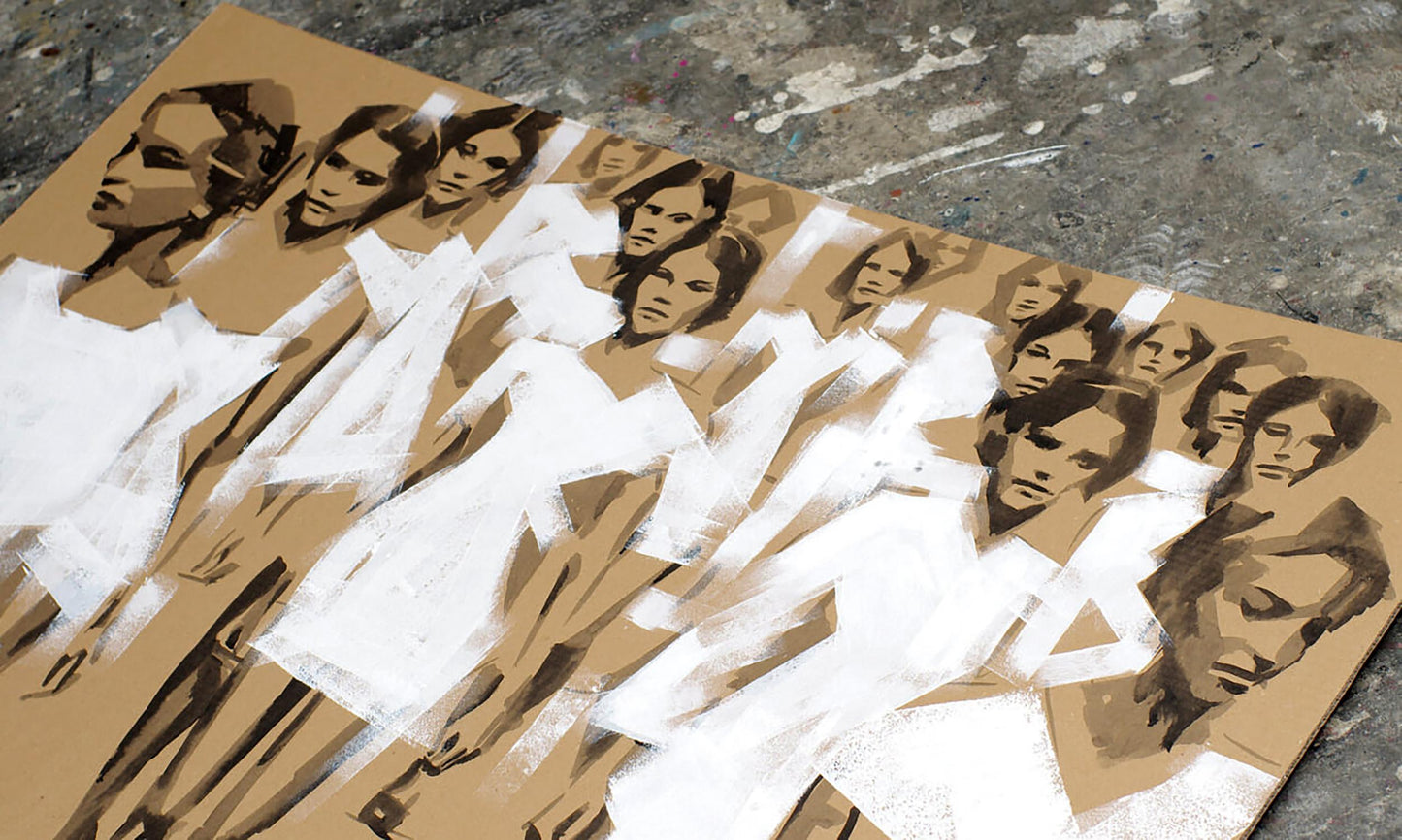 Acrylic painting Divergence by Dima Filatov: women in white dresses