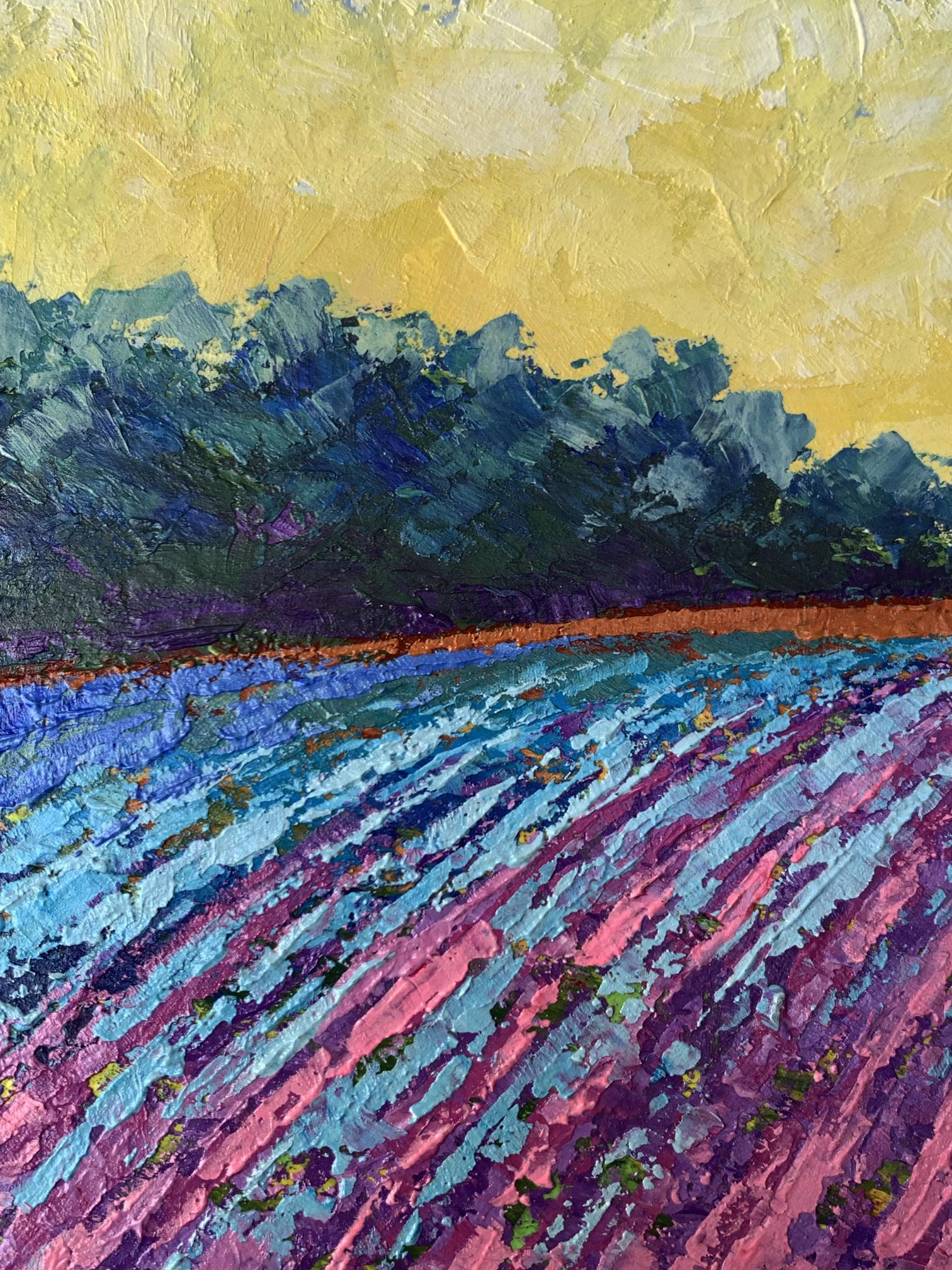 Vibrant impressionist oil painting of lavender field by V. Zadorozhnya