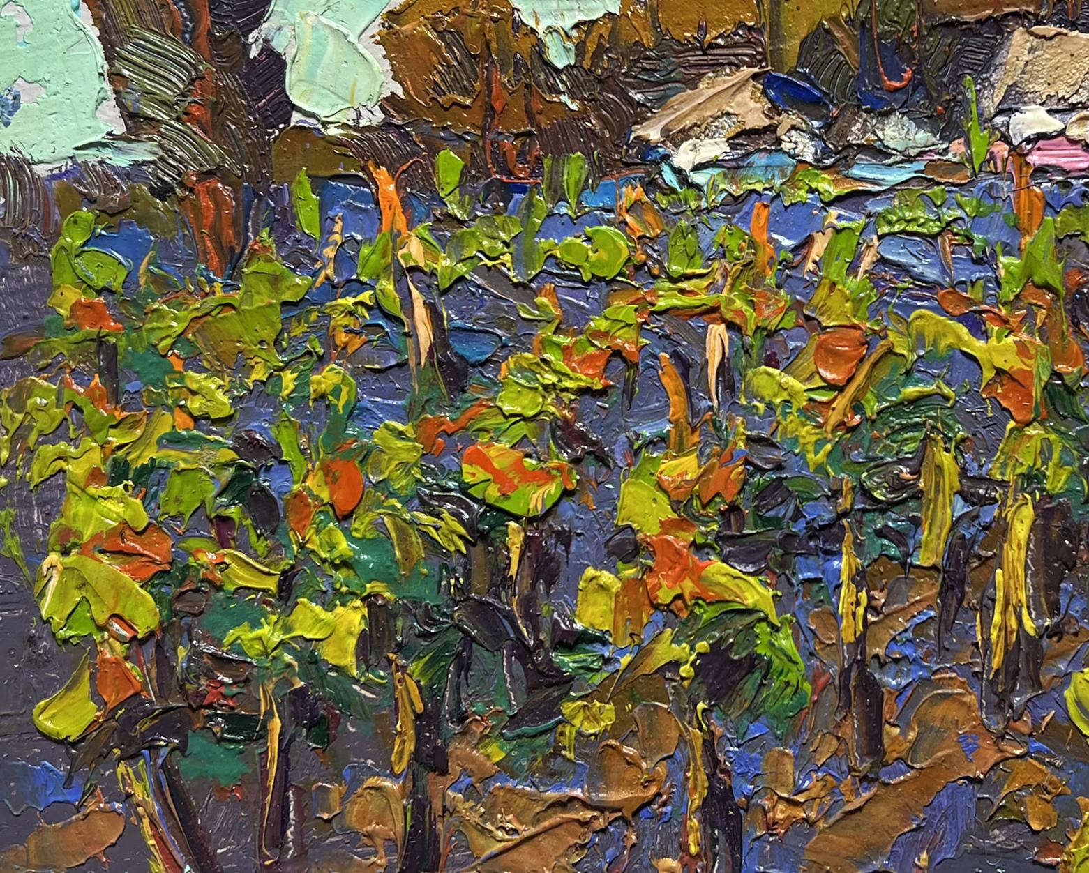 Vibrant impressionist oil painting of growing grapes in village by Oleksiy Ivanyuk