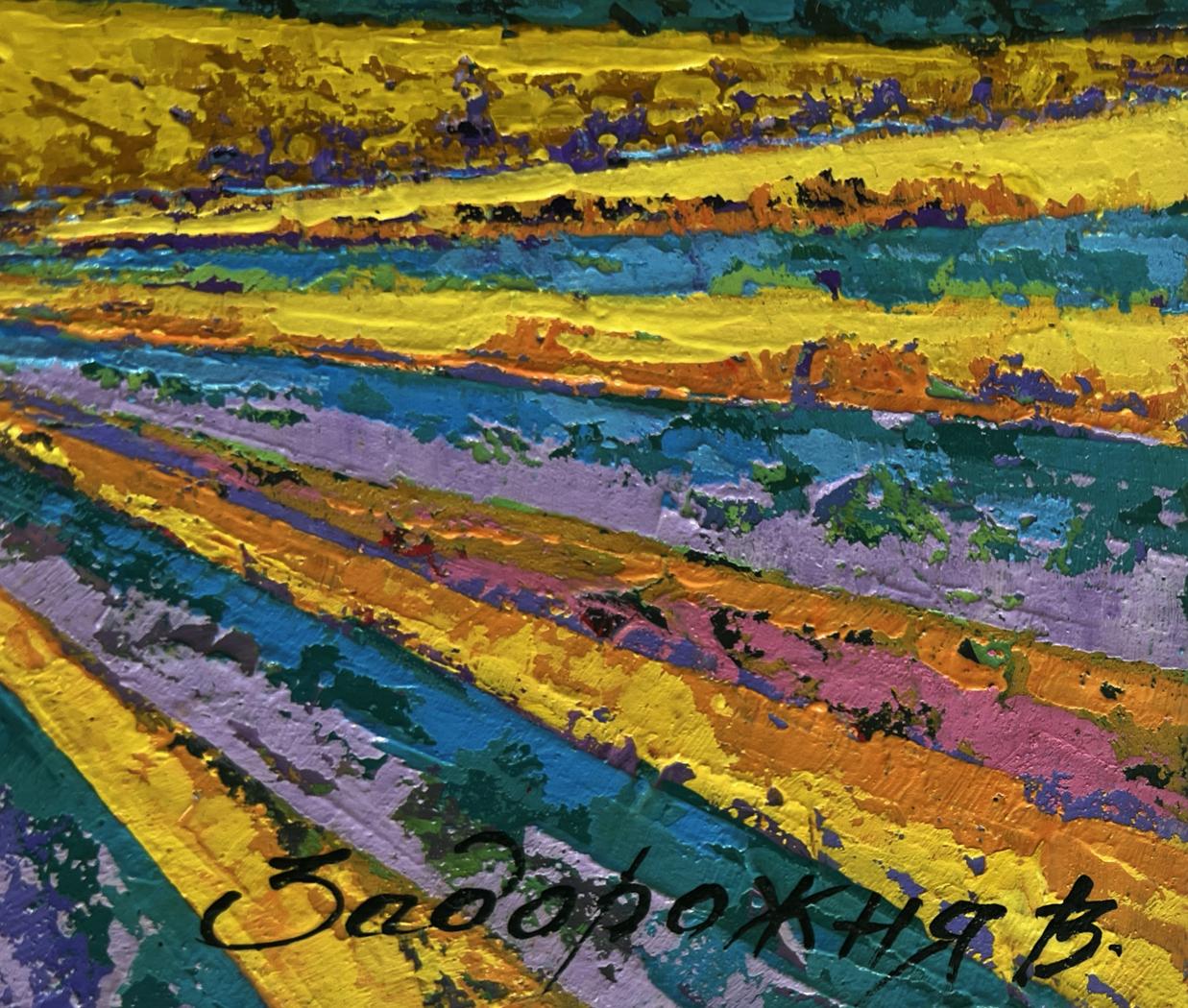 Vibrant oil painting A fleeting memory of sunset V. Zadorozhnya with textured brushstrokes