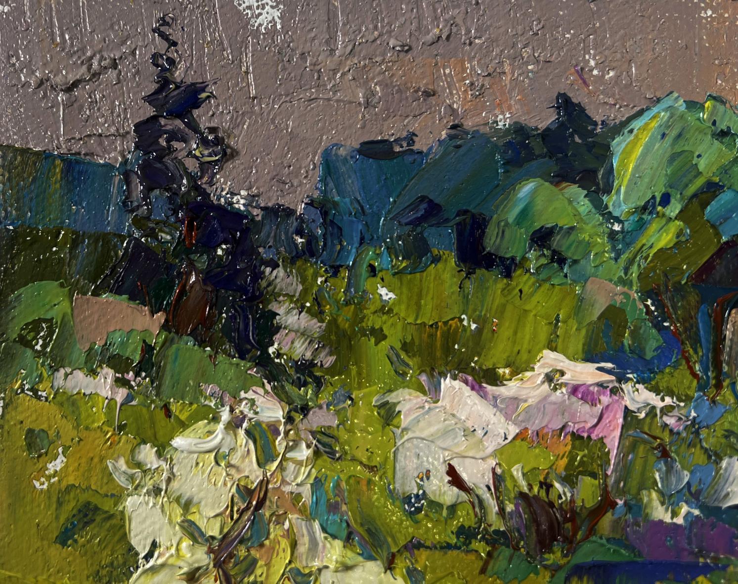 Vibrant impressionist oil painting Breath of Spring in Green Groves by Oksana Ivanyuk