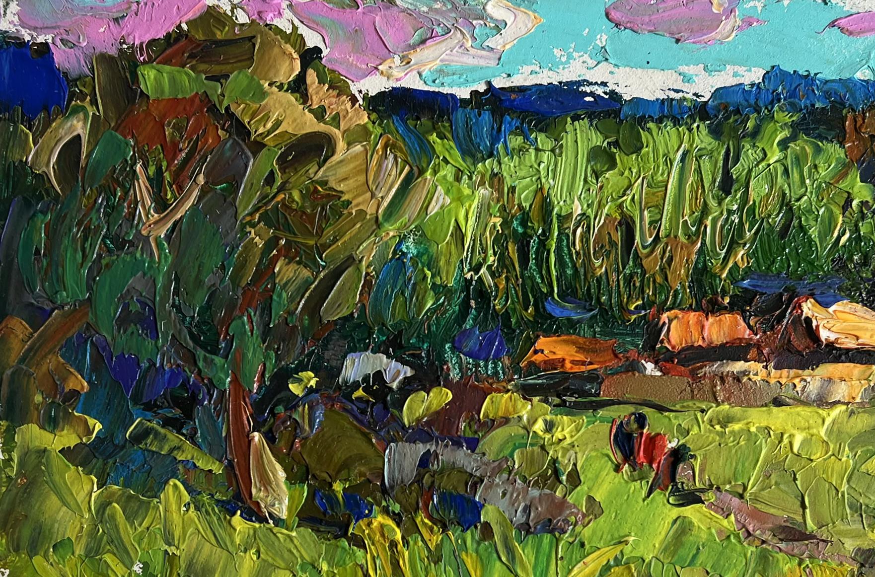 Vibrant impressionist oil painting The Road Home by Oksana Ivanyuk