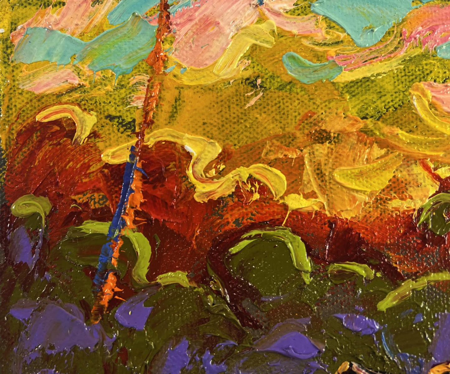 Vibrant Oleksiy Ivanyuk oil painting Evening sky bathes the Earth impasto