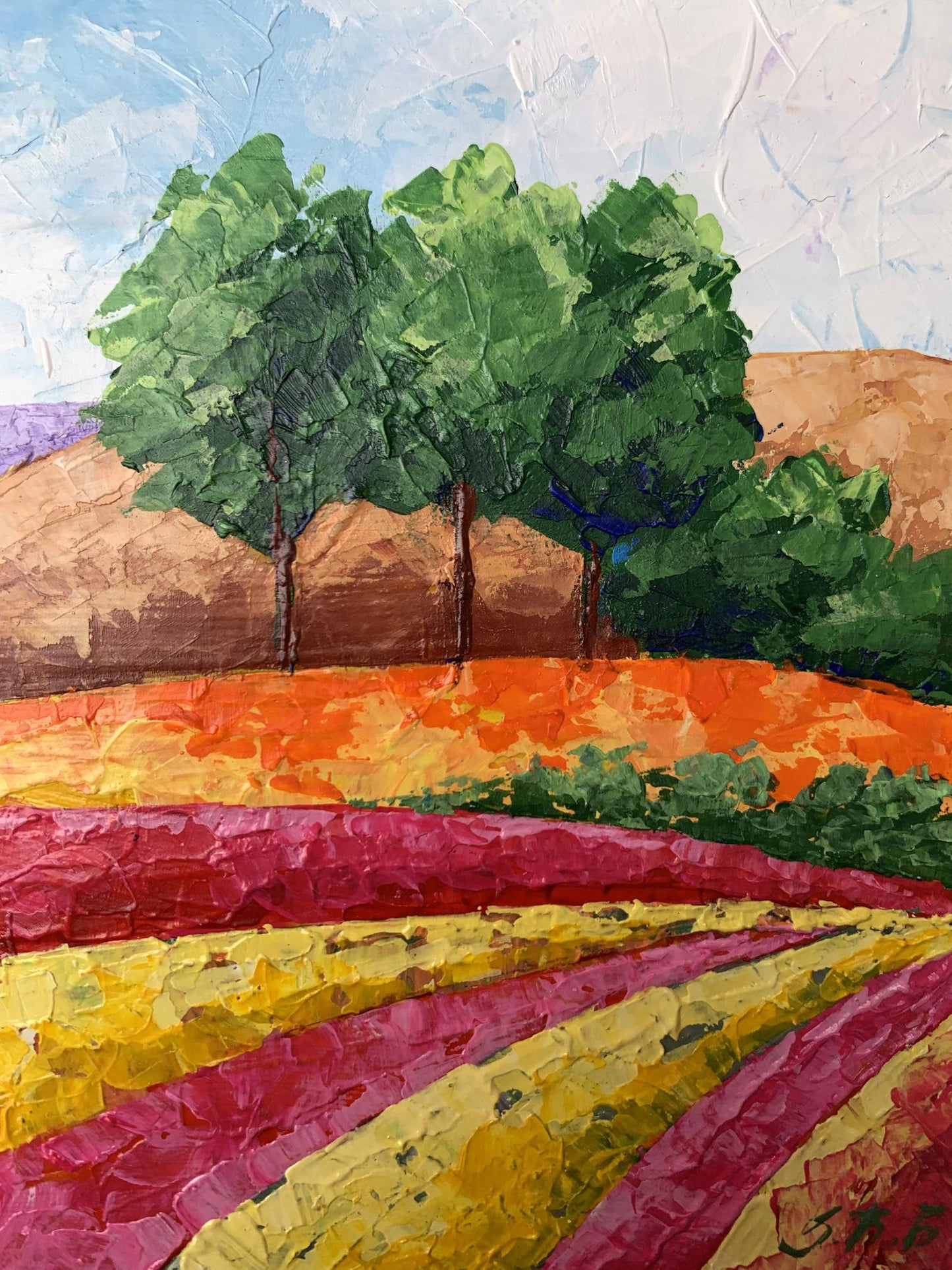 Vibrant impressionist oil painting of mountain fields by V. Zadorozhnya