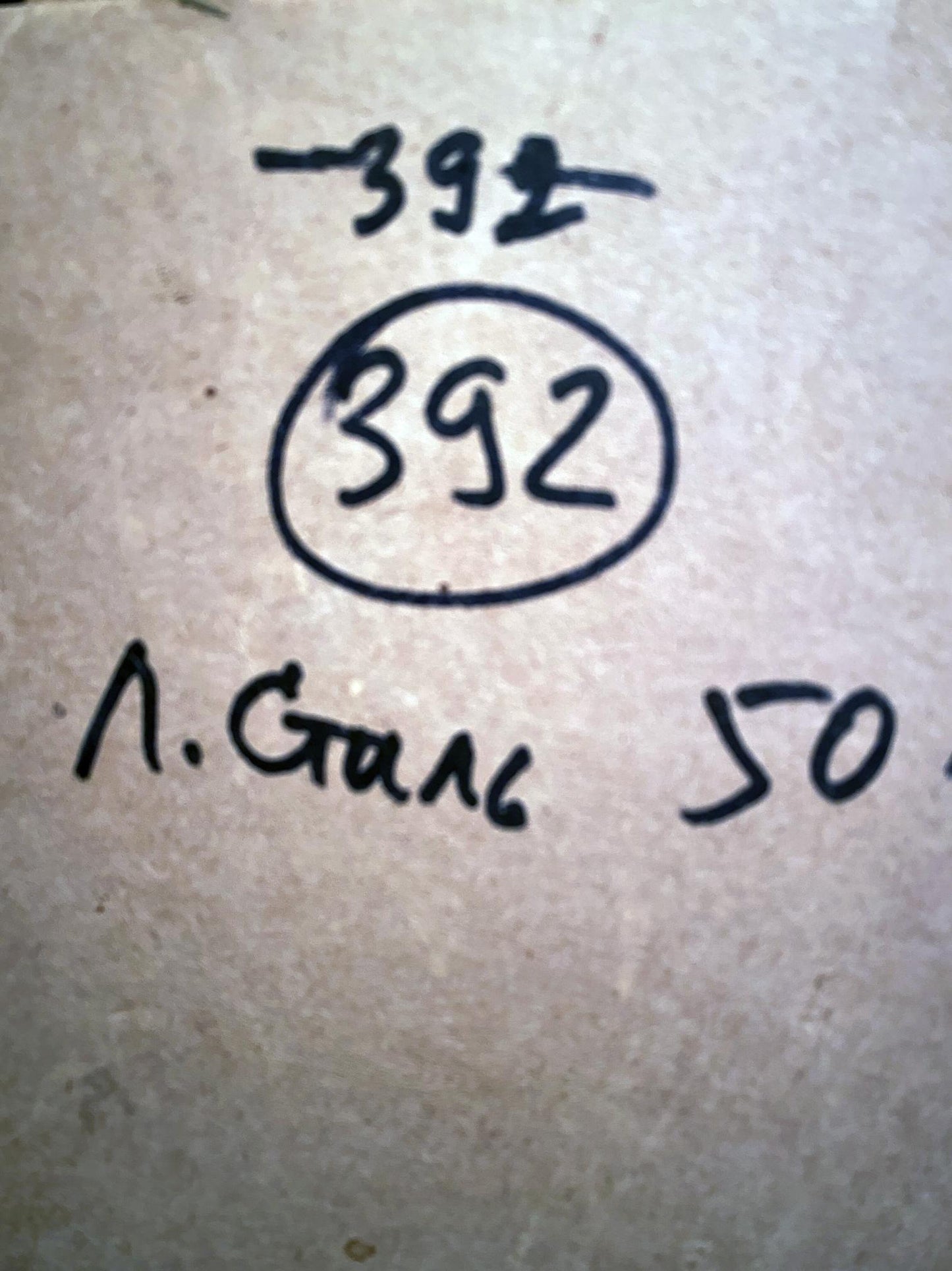Handwritten markings on back of Leonid Stil mom’s portrait oil painting