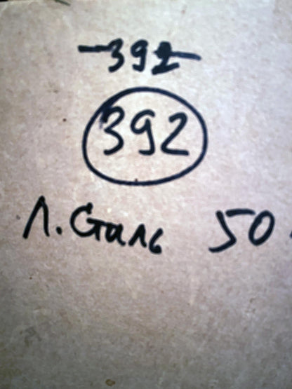 Handwritten markings on back of Leonid Stil mom’s portrait oil painting